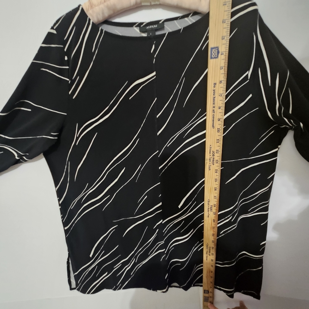 Alfani Size L Black Long-Sleeved Womens Wide Crew Neck Long Dress Shirt  Blouse - Picture 13 of 16